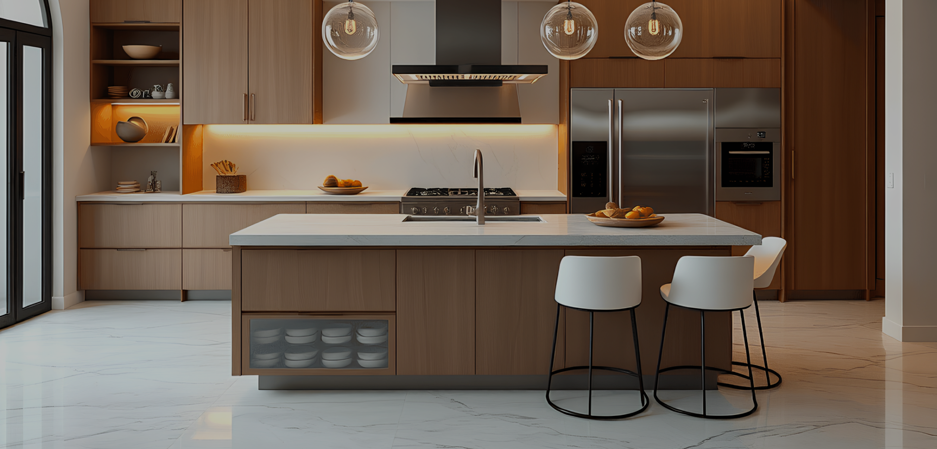 Cuisines moderne sur mesure réalisées par Nova Star pour un aménagement intérieur élégant